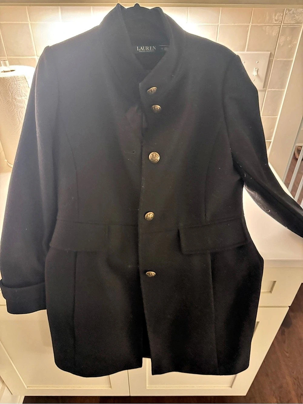Ralph Lauren Men's Black Button-Front Coat